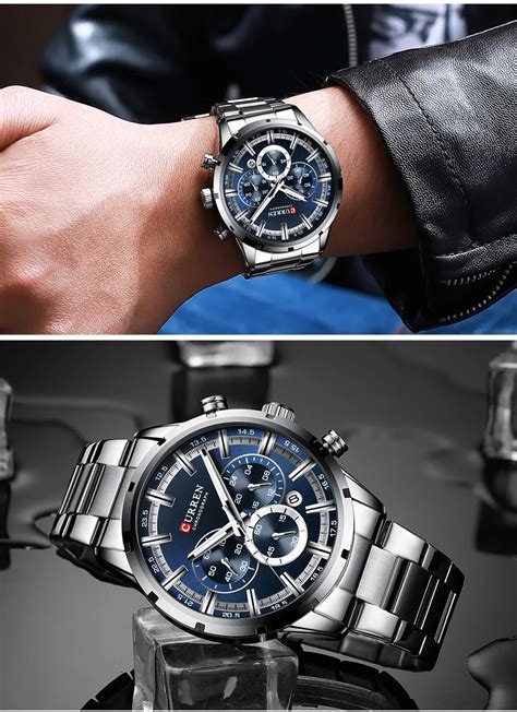 Curren Men Watch Top Brand Luxury Sports Quartz Mens Watches Full Steel Waterproof Chronograph