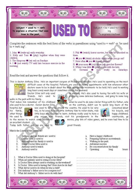 Used To Esl Worksheet By Cristiane Prates