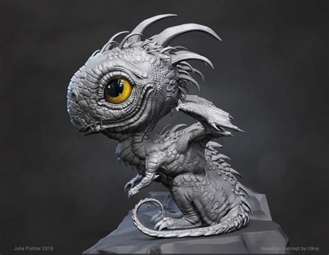 A dragon is a large, serpentine, legendary creature that appears in the folklore of many cultures worldwide. Baby Dragon by virago | Creatures | 3D | CGSociety