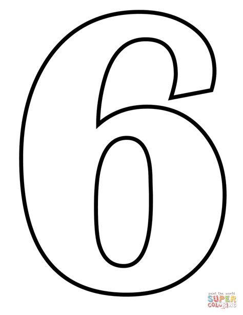 Gambar 6 Numbers Coloring Pages Kids Printable Free Digits Books Page
