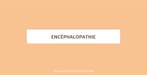 Définition De Encéphalopathie Dictionnaire Français