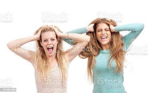 Screaming Young Women Pulling Out Hair Stock Photo Download Image Now