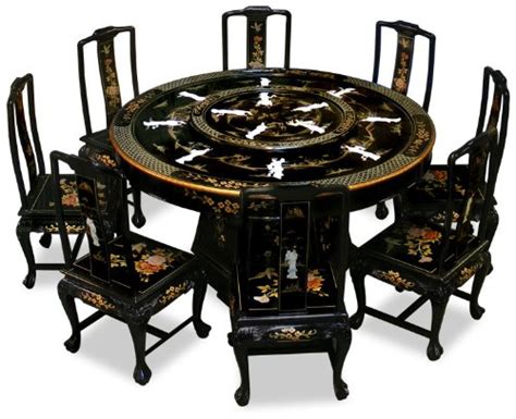 Pair any dining set choice with a. 60″ Round Dining Table with 8 Chairs - Black Lacquer ...