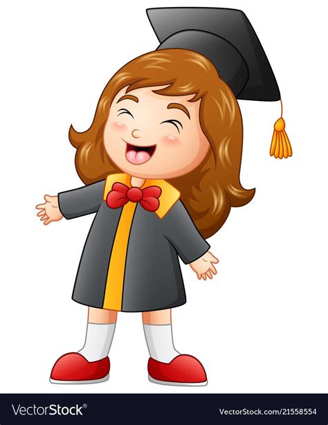 Happy Graduation Girl Cartoon Royalty Free Vector Image Desenho De