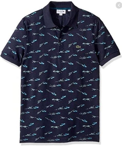 Lacoste Mens Slim Fit 4xl Airplane Print Pique Polo Shirt Navymulti