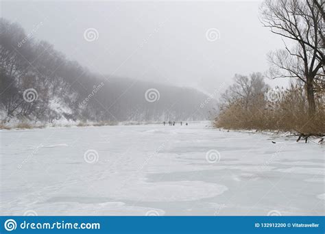 Winter Frozen River With Fog In The Morning Stock Photo Image Of View