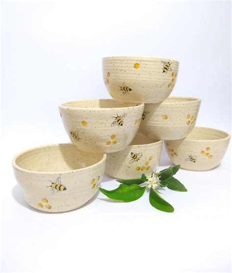 Pottery Bowl Ceramic Bee Bowl Cereal Bowl Dessert Bowl For Etsy
