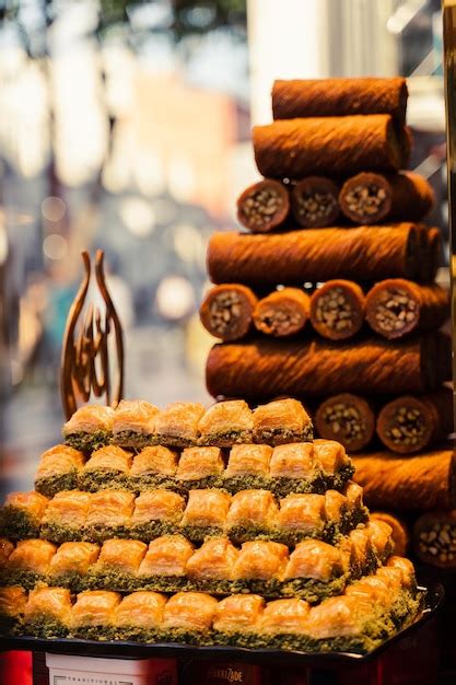 Premium Photo Baklava Honey With Walnut And Pistachio Assortment