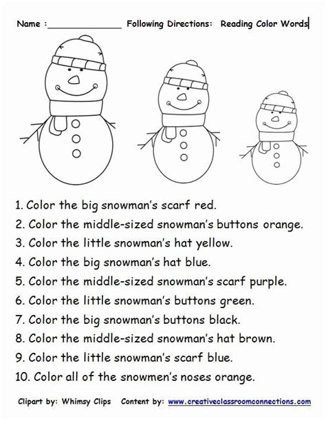 This Free Worksheet Allows Students To Follow Directions With Color D65