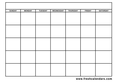 Blank 31 Day Calendar Printable