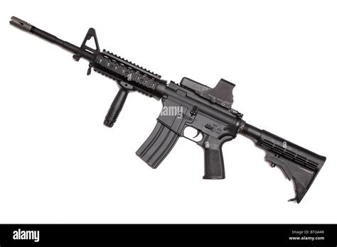 Weapon Series Us Army M4a1 Carbine With Tactical Grip And Holographic Sight Object Isolated On