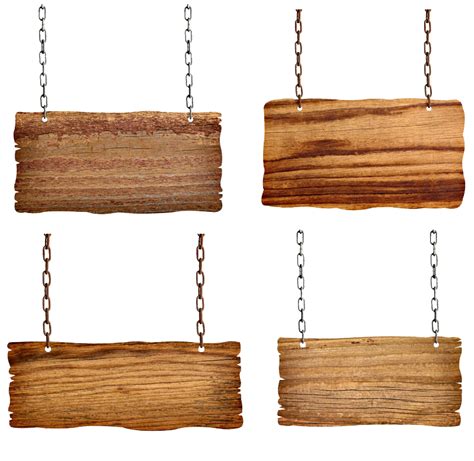Sign Shutterstock - Chains hanging wooden signs picture png download gambar png