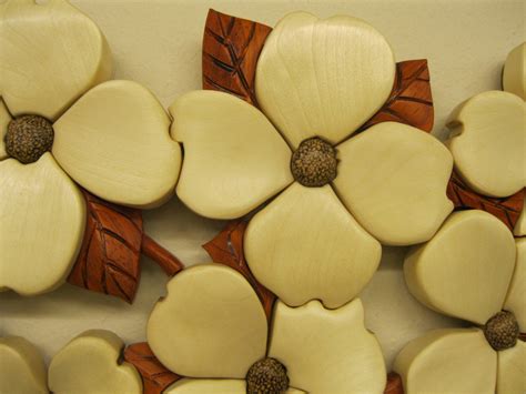 Dogwood Flowers Intarsia Hand Carved By Rakowoods Nice T For