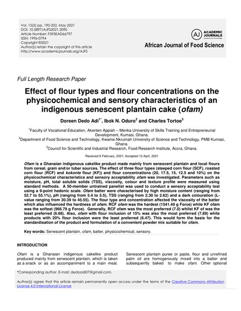 Pdf Effect Of Flour Types And Flour Concentrations On The
