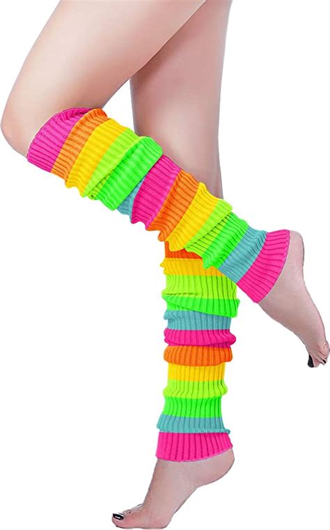 v28 women 80s party warm costume marathon knit long socks leg warmers（t60 color 1） at amazon