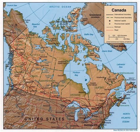 Large Detailed Political And Administrative Map Of Canada With Relief