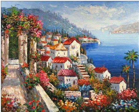 Mediterranean Oil Paintingmediterranean Riviera Landscape Paintings