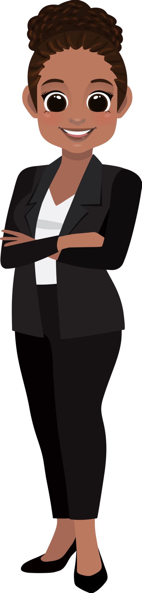 Flat Icon With African American Cute Businesswoman Cartoon Character In