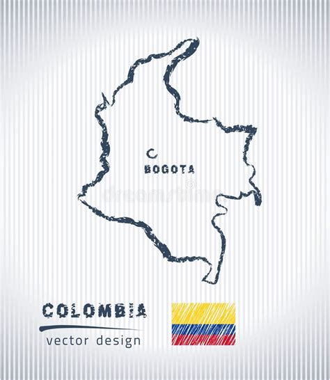 Carte Nationale De Dessin De Vecteur De La Colombie Sur Le Fond Blanc