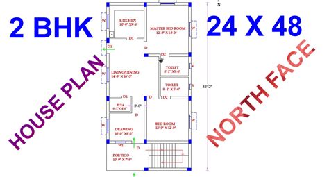 24 X 48 North Facing 2 Bhk House Plan As Per Vastu Rk Home Plan