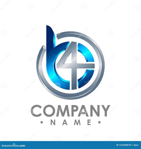 3d Initial Letter B And Number 4 Logo Design Template Element Co Stock