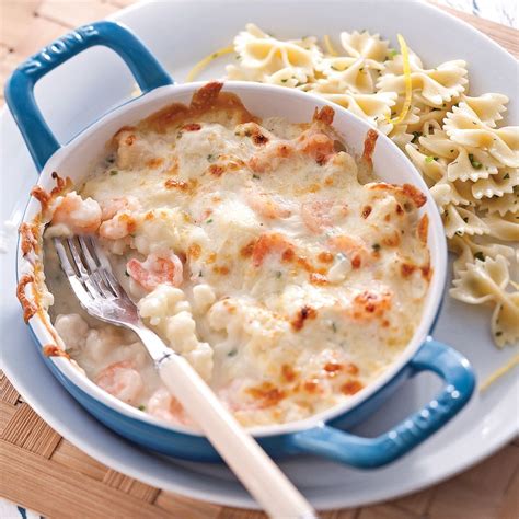 Gratin de crevettes pétoncles et chou-fleur Recettes
