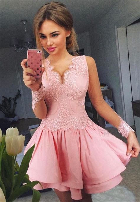 Chic Pink Fashion Dresses Short Mini Party Dresses Cheap A Line