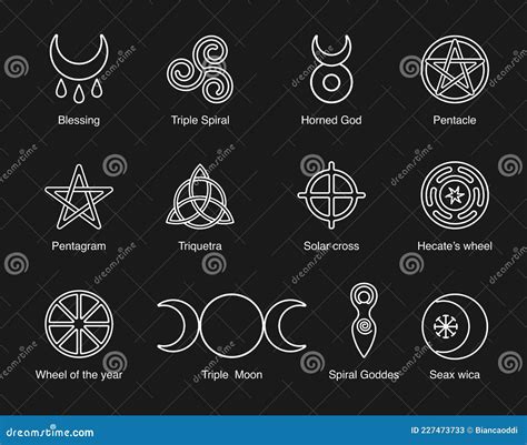Wiccan And Pagan Symbols Pentagram Triple Moon Horned God Triskelion