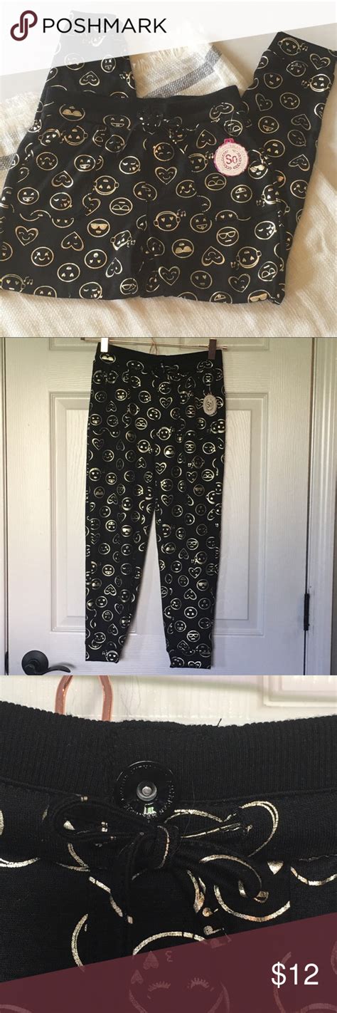 What are the most popular emojis in 2018? NWT girls emoji joggers. Black & gold size 10. Brand new ...