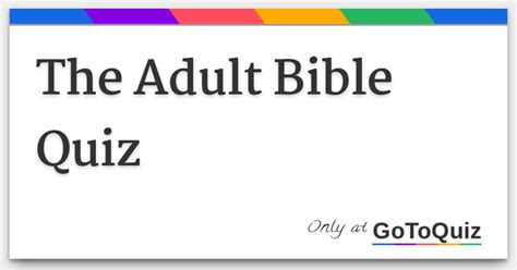 The Adult Bible Quiz