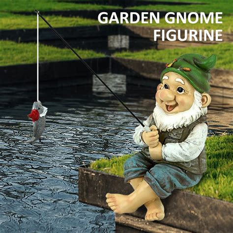 Large Garden Gnomes Fishing Fasci Garden