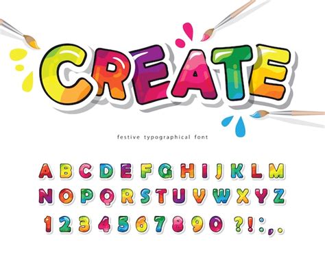 Premium Vector Cartoon Colorful Font For Kids Creative Paint Alphabet