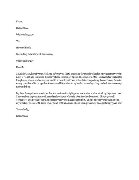 Sick Leave Letter How To Write A Sick Leave Letter For Your Boss Or