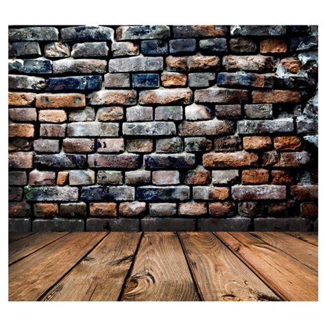 Retro Vinyl Photography Backdrop Brick Wall Wood Floor Background 57