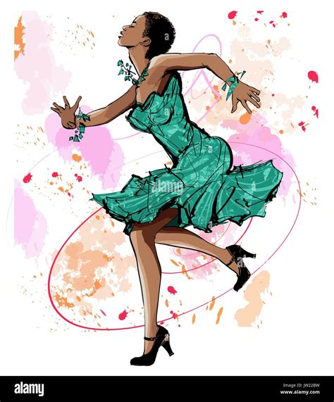 Beautiful Black Woman Dancing Vector Illustration Stock Vector Image