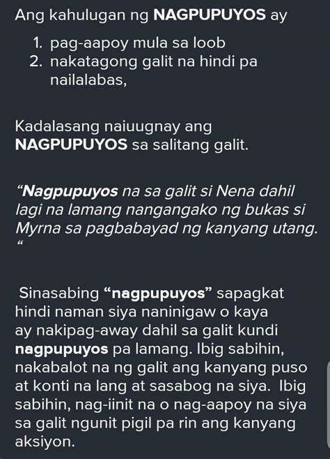 Ano Ang Ibig Sabihin Ng Nagpuyos Magbigay Ng Pangungusap Na May