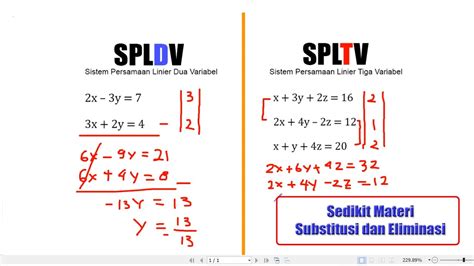 Spldv Dan Spltv Substitusi Dan Eliminasi Youtube