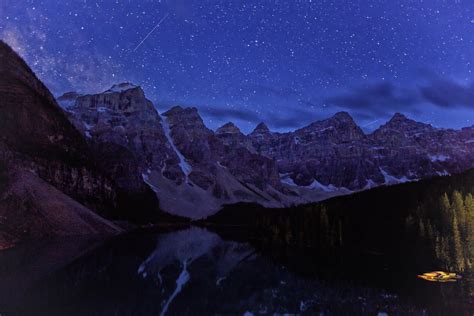 Night At Moraine Lake A Satellite Rises With The Milky Way Flickr