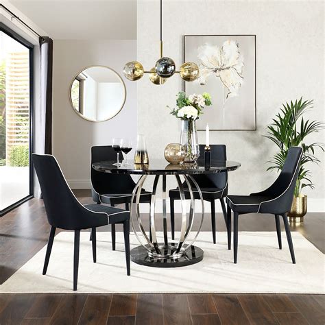 Black Dining Room Table Set Portland Black Marble Top Dining Table