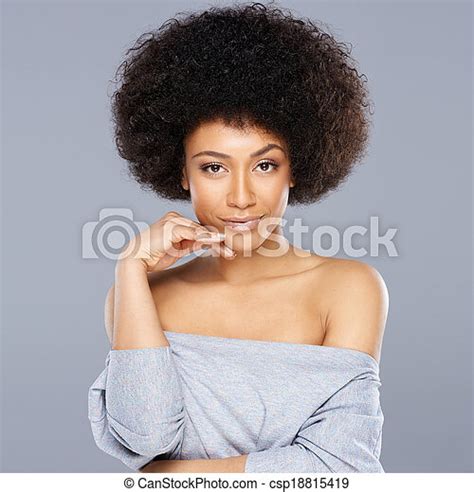 Beautiful Dreamy African American Woman Standing With Her Head Tilted