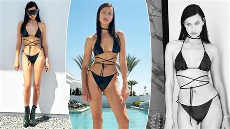 irina shayk oozes oomph in scorching hot black bikini l photos