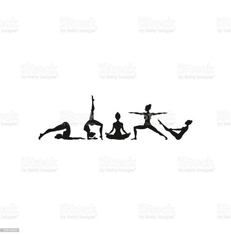 Yoga Silhouettes Vector Illustration Stock Illustration Download