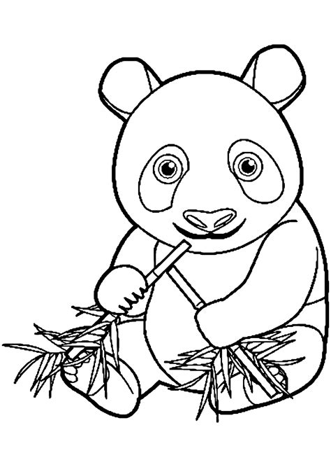 Coloring A Panda Eating Bamboo Pandas Kids Coloring Pages