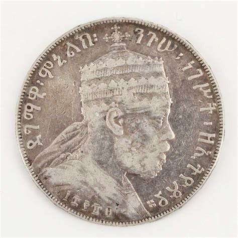 1889 A Ethiopian Silver 1 Birr Coin Of Menelik Ii Ebth