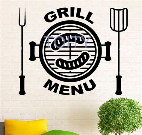 Grill Menu Wall Decal Food Restaurant Vinyl Sticker Dining Room Home