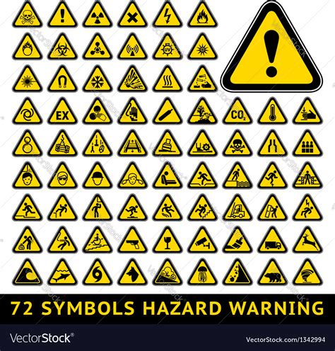 Set Triangular Warning Signs Hazard Symbols Vector Stock Vector Art