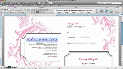 How To Customize An Invitation Template In Microsoft Word Youtube