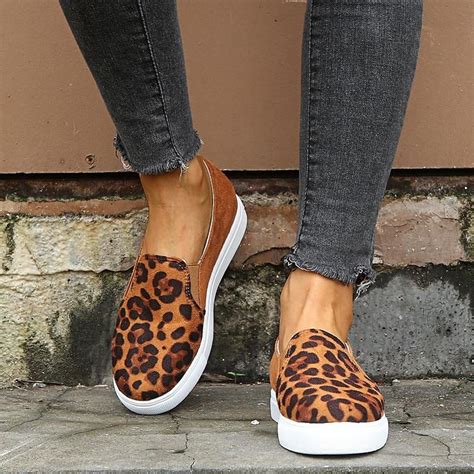 Leopard Slip On Flats In 2020 Leopard Print Slip On Sneakers Leopard