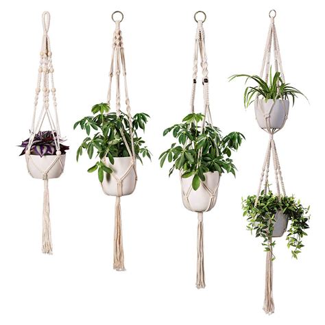 It can be used for accessories for your bedroom or bathroom and many other ideas. 4 Pack Macrame Plant Hangers In Different Designs Handmade ...