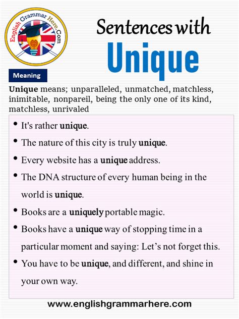 Sentences With Unique Unique In A Sentence And Meaning English